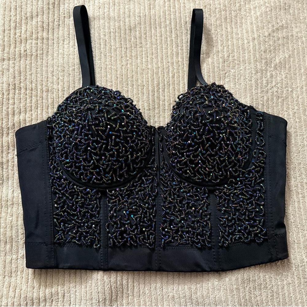Black Beaded Women's Bustier